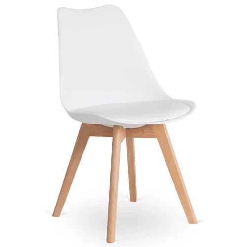 Scaun SCANDI Alb/Stejar Piele ecologică