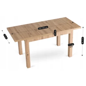Masa extensibilă SKUBI 120–160 cm Stejar Artisan