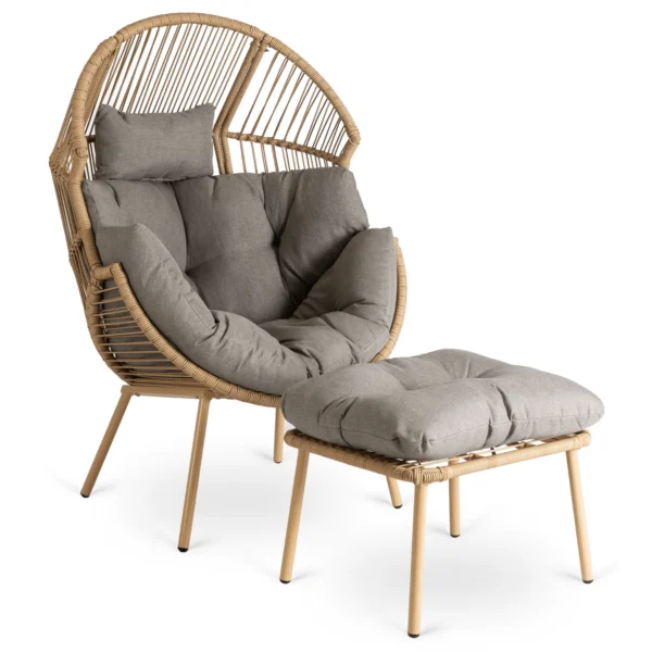 Scaun de grădină PORTLAND Grey cu suport pentru picioare