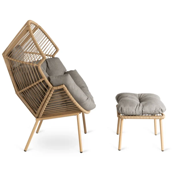 Scaun de grădină PORTLAND Grey cu suport pentru picioare