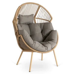 Scaun de grădină PORTLAND Grey cu suport pentru picioare