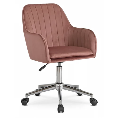 Scaun pivotant TOM din velur roz