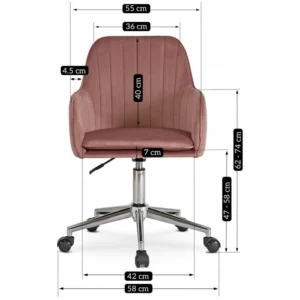 Scaun pivotant TOM din velur roz