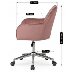 Scaun pivotant TOM din velur roz