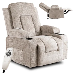 Scaun de masaj reclinabil din velur bej BOX