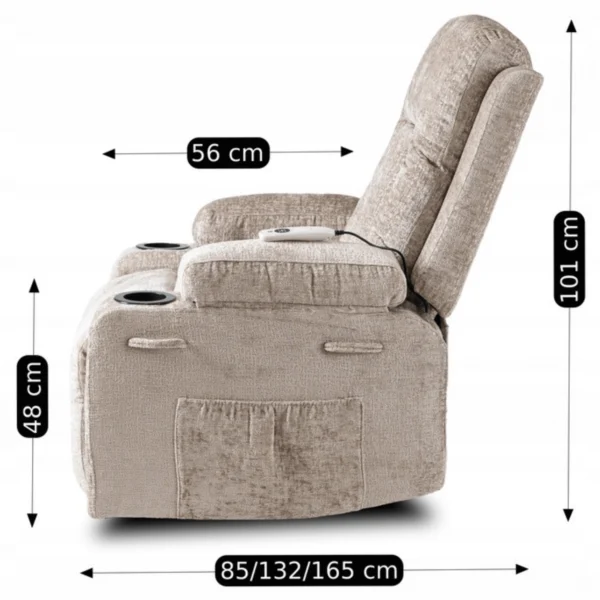 Scaun de masaj reclinabil din velur bej BOX