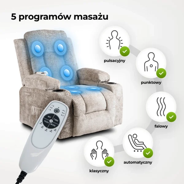 Scaun de masaj reclinabil din velur bej BOX