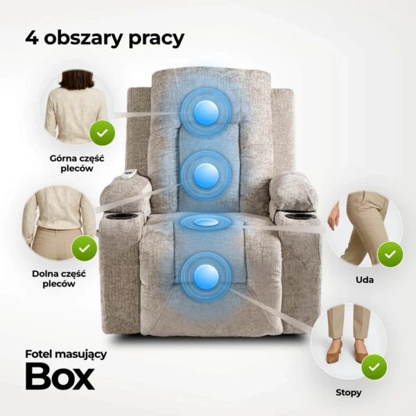 Scaun de masaj reclinabil din velur bej BOX