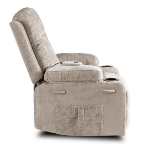 Scaun de masaj reclinabil din velur bej BOX