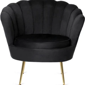 Fotoliu GRAND cu suport pentru picioare, velur negru