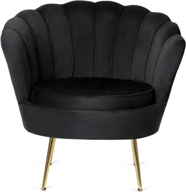 Fotoliu GRAND cu suport pentru picioare, velur negru