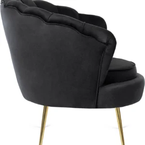 Fotoliu GRAND cu suport pentru picioare, velur negru