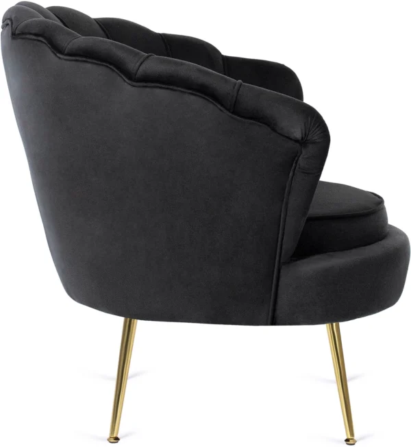 Fotoliu GRAND cu suport pentru picioare, velur negru