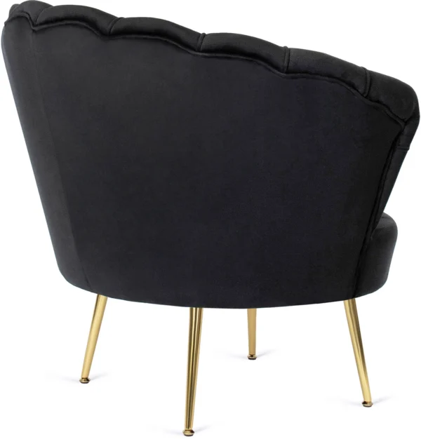 Fotoliu GRAND cu suport pentru picioare, velur negru