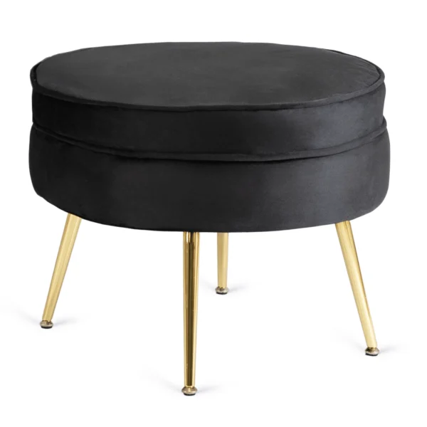 Fotoliu GRAND cu suport pentru picioare, velur negru