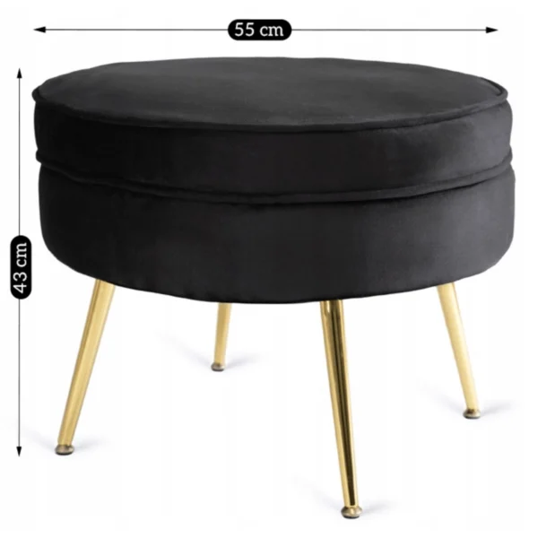 Fotoliu GRAND cu suport pentru picioare, velur negru