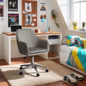 Scaun pivotant TOM din velur gri