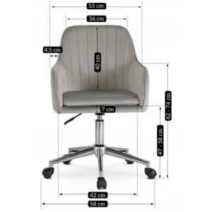 Scaun pivotant TOM din velur gri