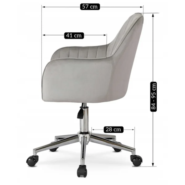 Scaun pivotant TOM din velur gri