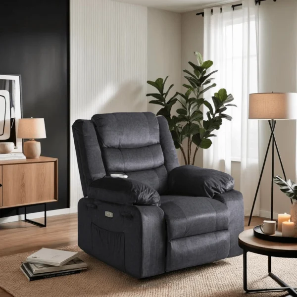product-3285-0-1 Fotoliu cu masaj electric și spătar rabatabil JASPER, gri închis — Fotolii de masaj