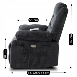product-3285-13 Fotoliu cu masaj electric și spătar rabatabil JASPER, gri închis — Fotolii de masaj