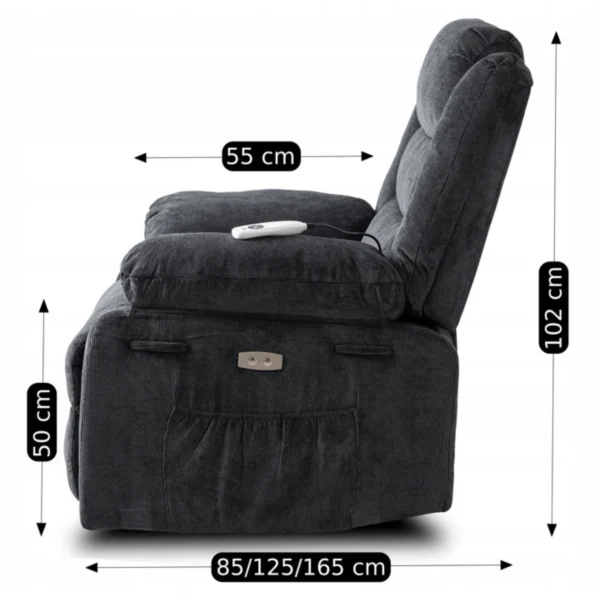 product-3285-13 Fotoliu cu masaj electric și spătar rabatabil JASPER, gri închis — Fotolii de masaj