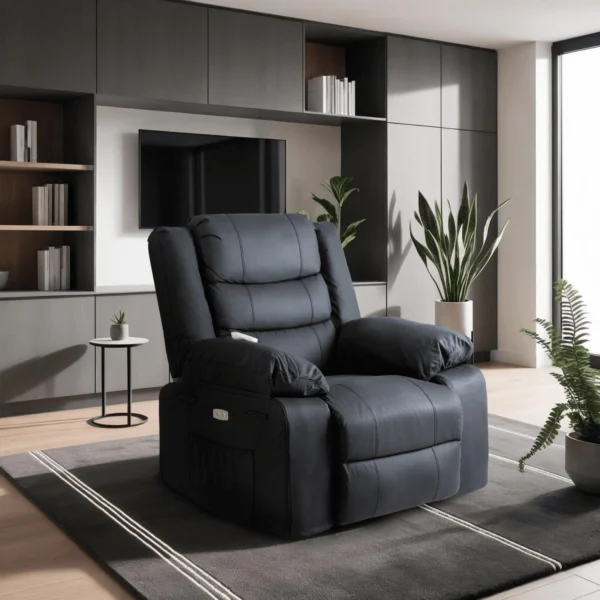 product-3289-0-1 Fotoliu cu masaj electric și spătar rabatabil JASPER, negru, din piele ecologică — Fotolii de masaj