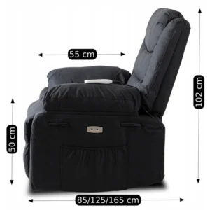 product-3289-11 Fotoliu cu masaj electric și spătar rabatabil JASPER, negru, din piele ecologică — Fotolii de masaj