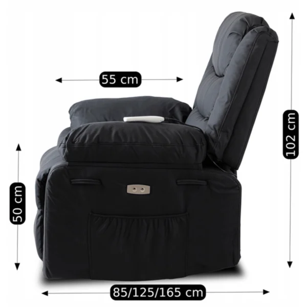 product-3289-11 Fotoliu cu masaj electric și spătar rabatabil JASPER, negru, din piele ecologică — Fotolii de masaj