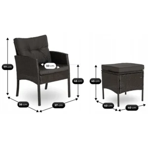 Set mobilier de grădină ATLANTA negru