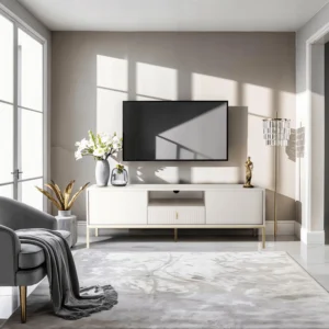 MARCOS Dulap TV 154 cm Grooved Cashmere/Gold