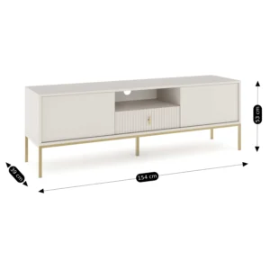 MARCOS Dulap TV 154 cm Grooved Cashmere/Gold