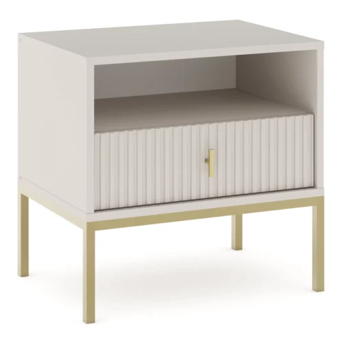 Noptieră MARCOS, canelată, cașmir/auriu