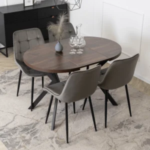 product-3303-1 DORIAN Masă pliantă 80-160 cm nuc/negru — Mese