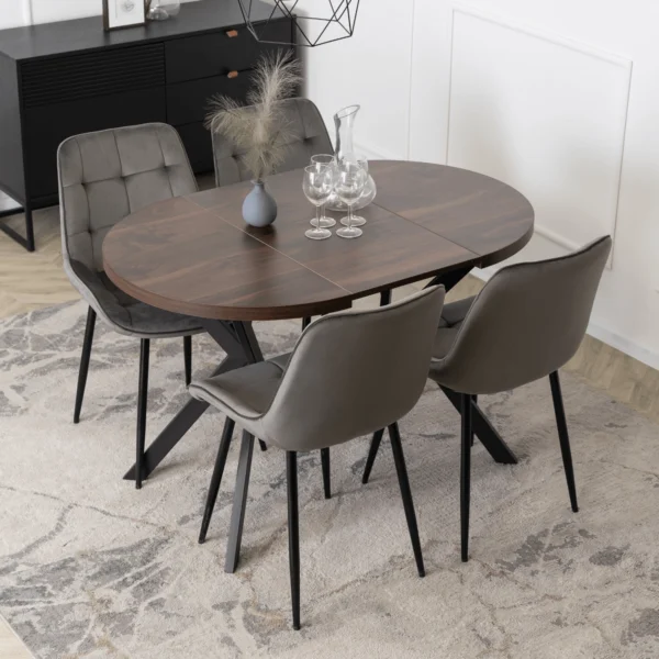 product-3303-1 DORIAN Masă pliantă 80-160 cm nuc/negru — Mese