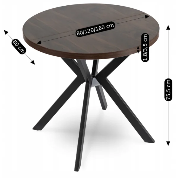 product-3303-8 DORIAN Masă pliantă 80-160 cm nuc/negru — Mese