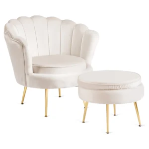 product-3311-0 Fotoliu GRAND cu suport pentru picioare, velur crem