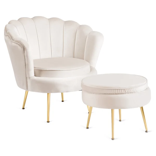product-3311-0 Fotoliu GRAND cu suport pentru picioare Cream Velour — Fotolii cu taburet
