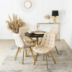 Masă extensibilă DORIAN 80-160 cm Negru/Auriu