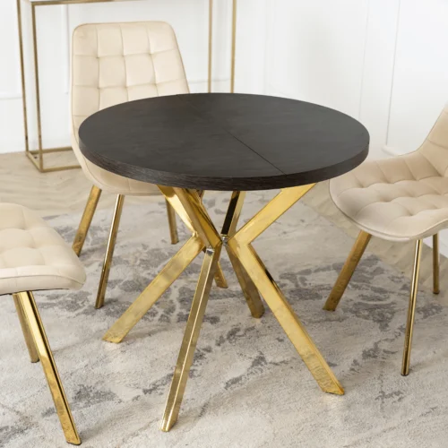 Masă extensibilă DORIAN 80-160 cm Negru/Auriu