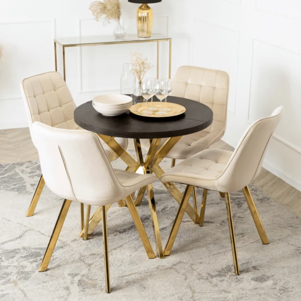 Masă extensibilă DORIAN 80-160 cm Negru/Auriu