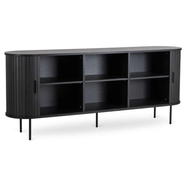 Comodă TRISH 180 cm cu două uși glisante, negru