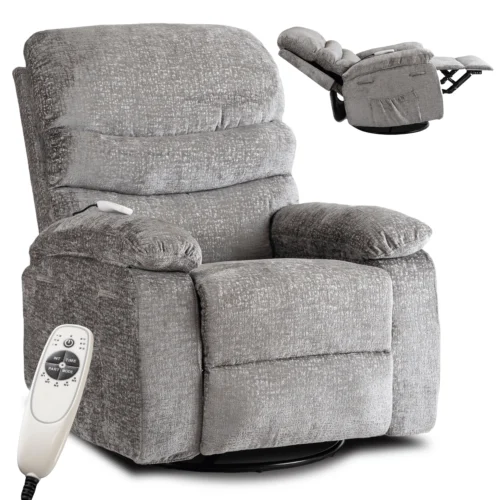 Scaun de masaj reclinabil BRUCE cu funcție de balansare, velur gri