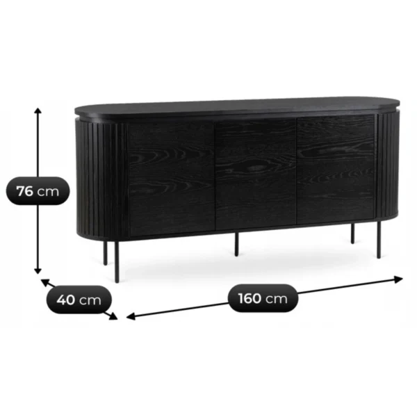 Comoda BECK 160 cm cu trei uși, negru