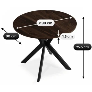 Masă LAUREN 90 cm nuc/negru — Mese