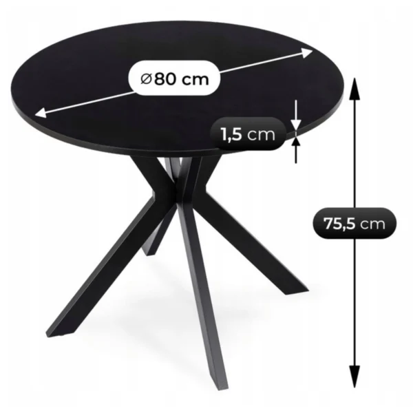 Masa LAUREN 80 cm Negru