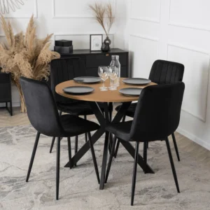 Masa LAUREN 80 cm Stejar auriu/Negru