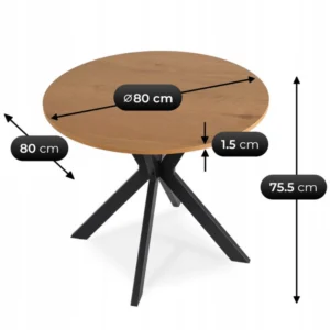 Masa LAUREN 80 cm Stejar auriu/Negru