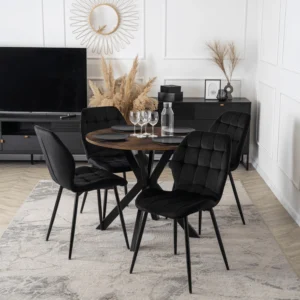 product-3340-3 Masa LAUREN 80 cm Stejar rustic/Negru — Mese