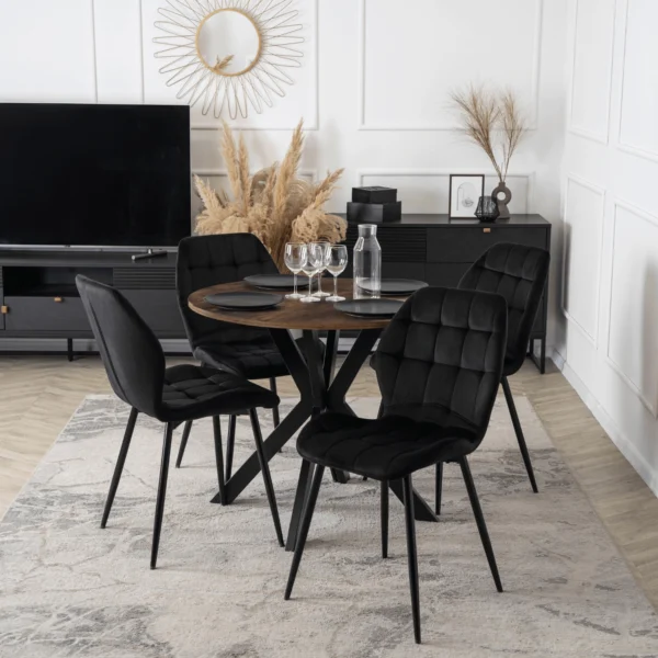 product-3340-3 Masa LAUREN 80 cm Stejar rustic/Negru — Mese